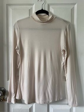 tan mock neck long sleeve top